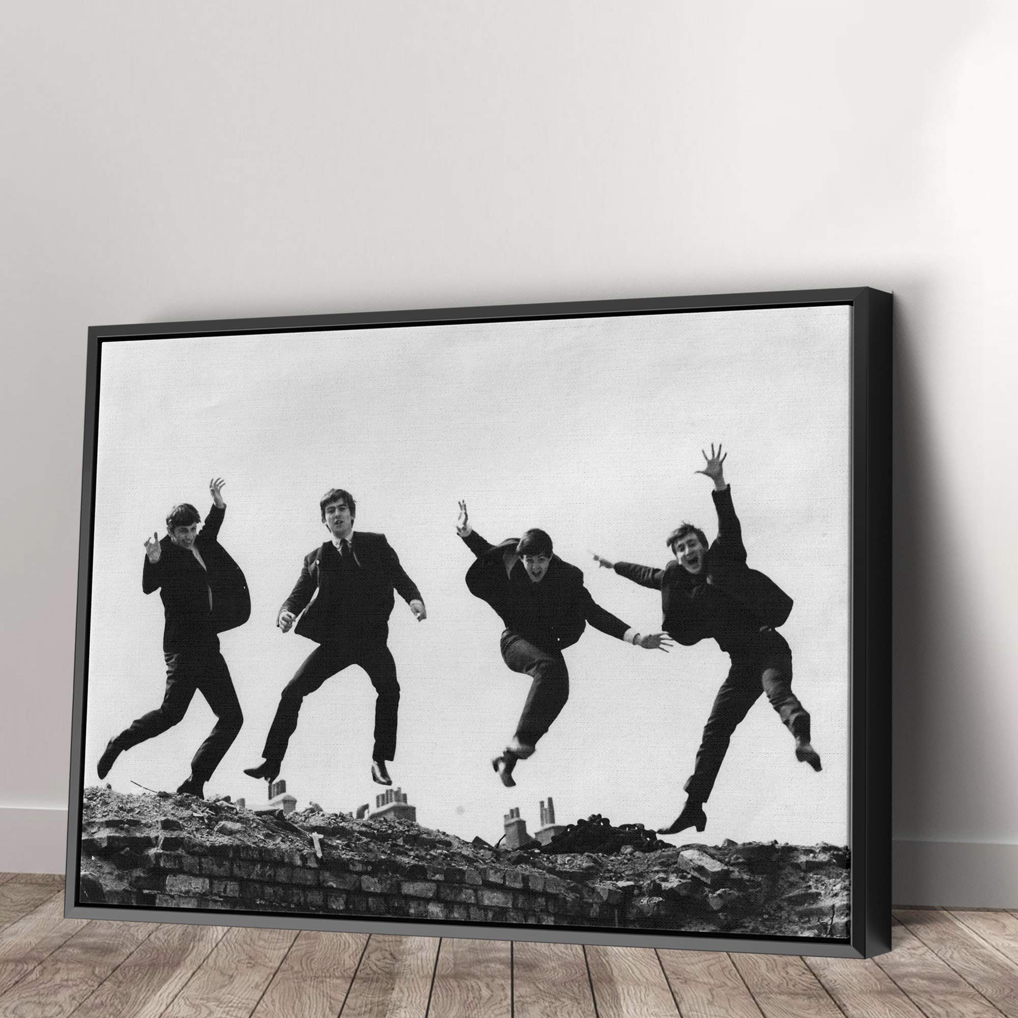 Amazon.com: Black & White The Beatles Jumping Canvas Art Wall Art